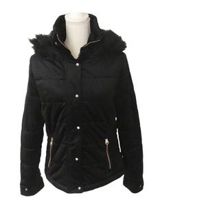 Nanette Lepore Black Hooded Puffer Coat Size Small